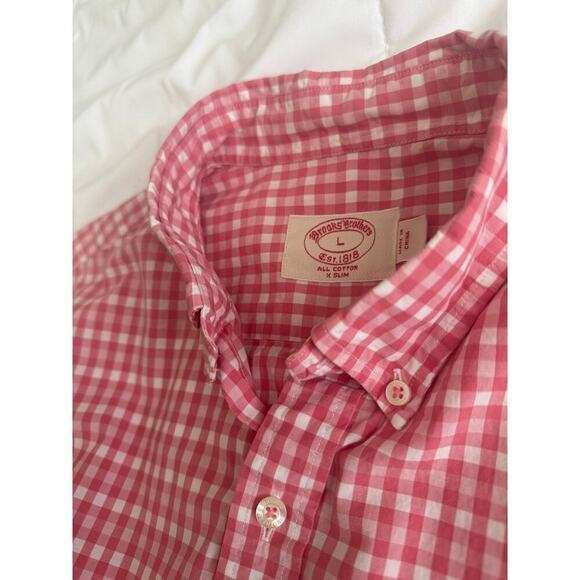 Brooks Brothers xSlim Gingham Broadcloth Sports Shirt Size Large - Picture 2 of 6